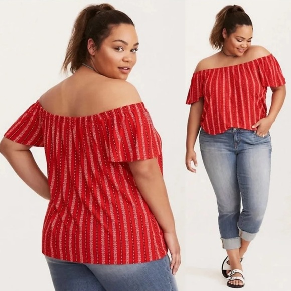 NWT Torrid Red Off the Shoulder Top - Picture 7 of 7
